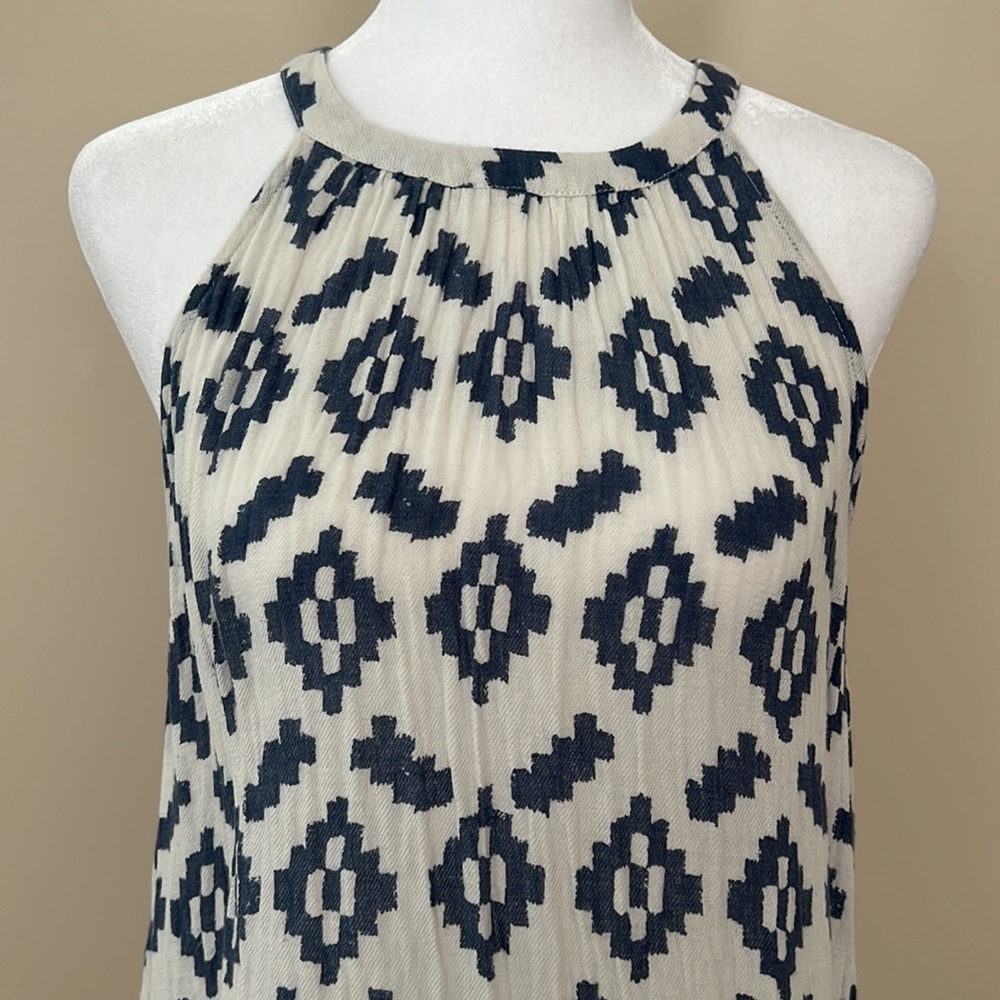 Lucky Brand tank top blue and cream diamond print women’s size medium - Picture 2 of 7